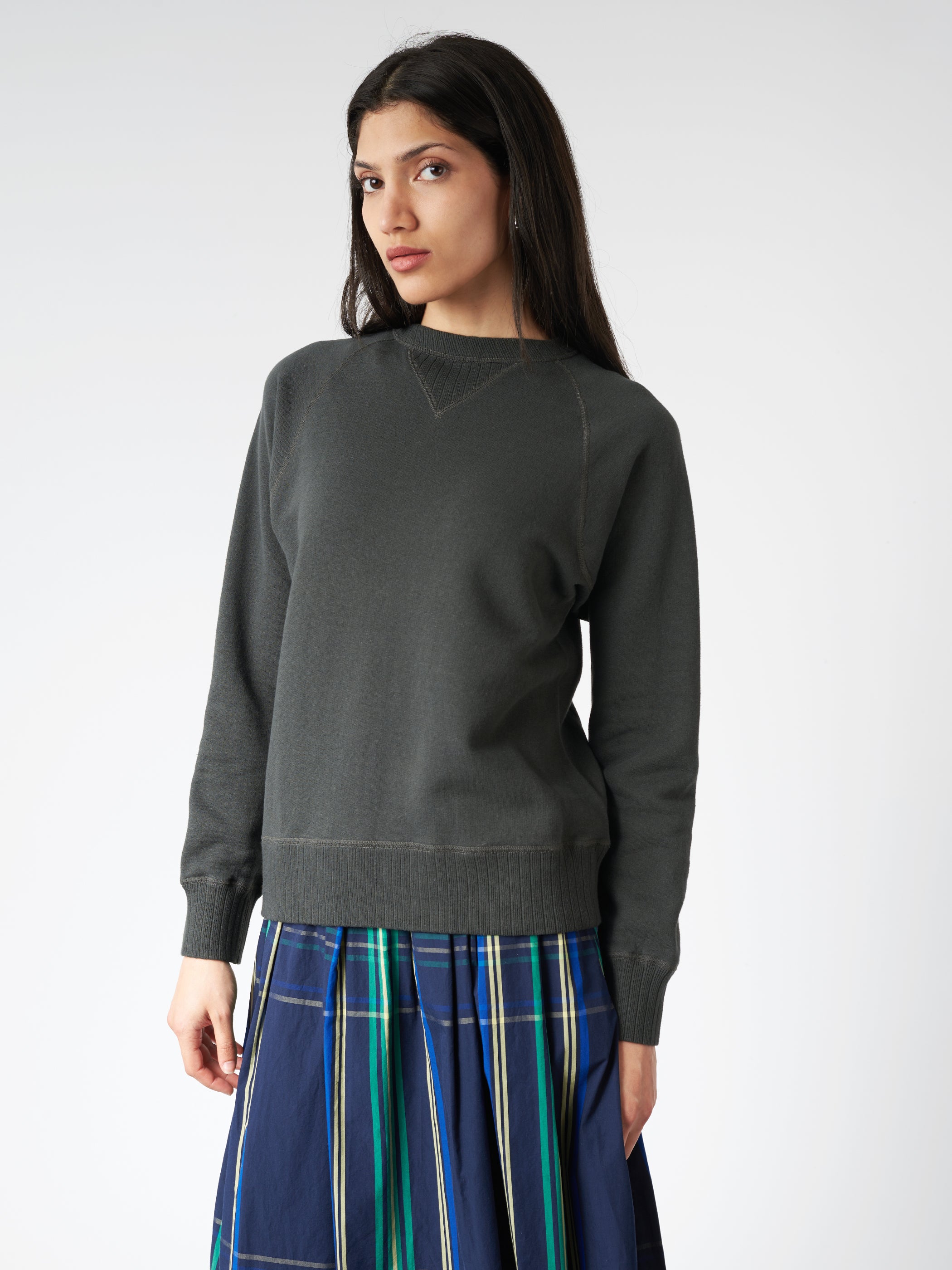 Drop-Needle Rib Crewneck Pullover