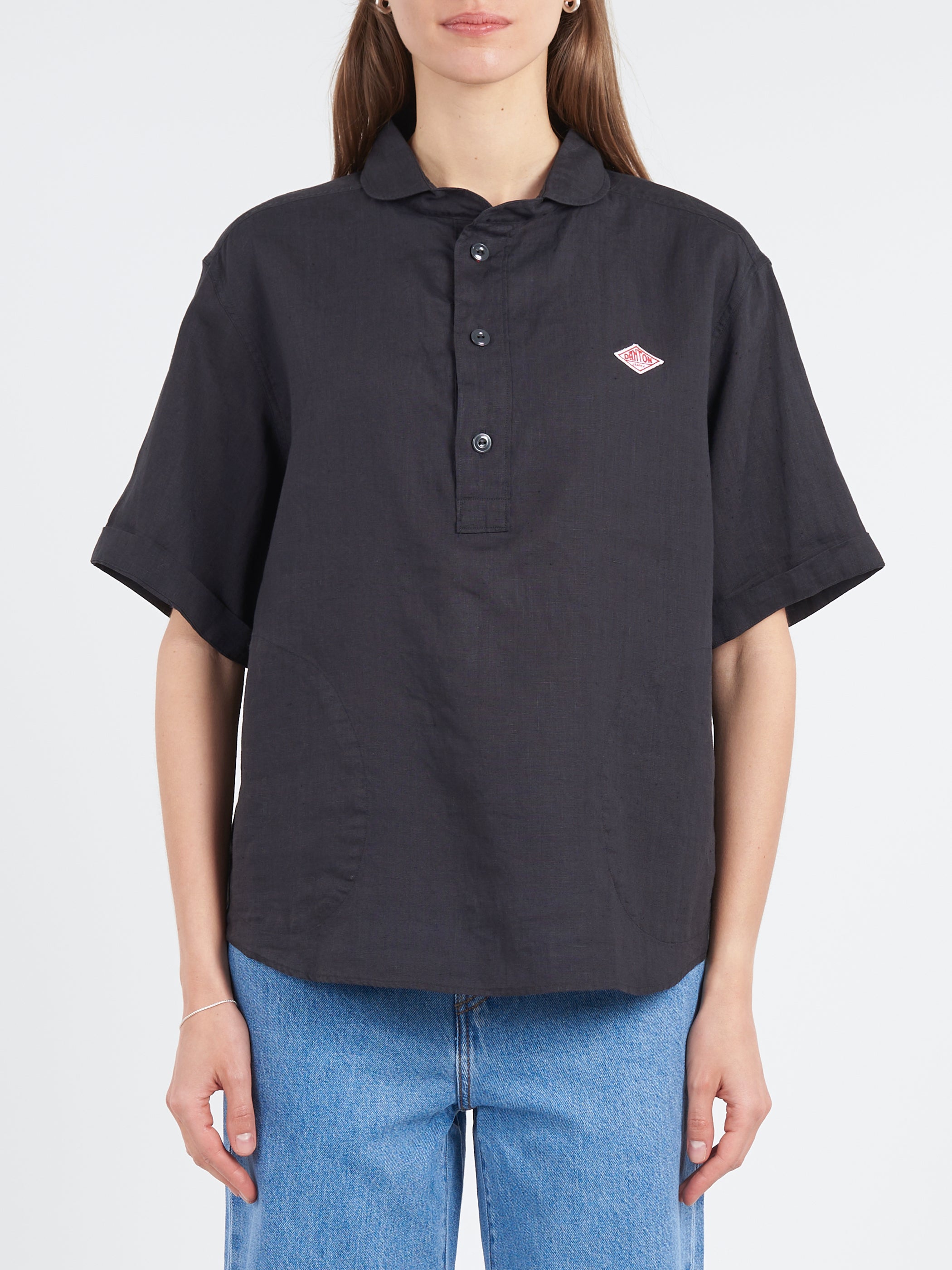 Linen Round Collar Shirt