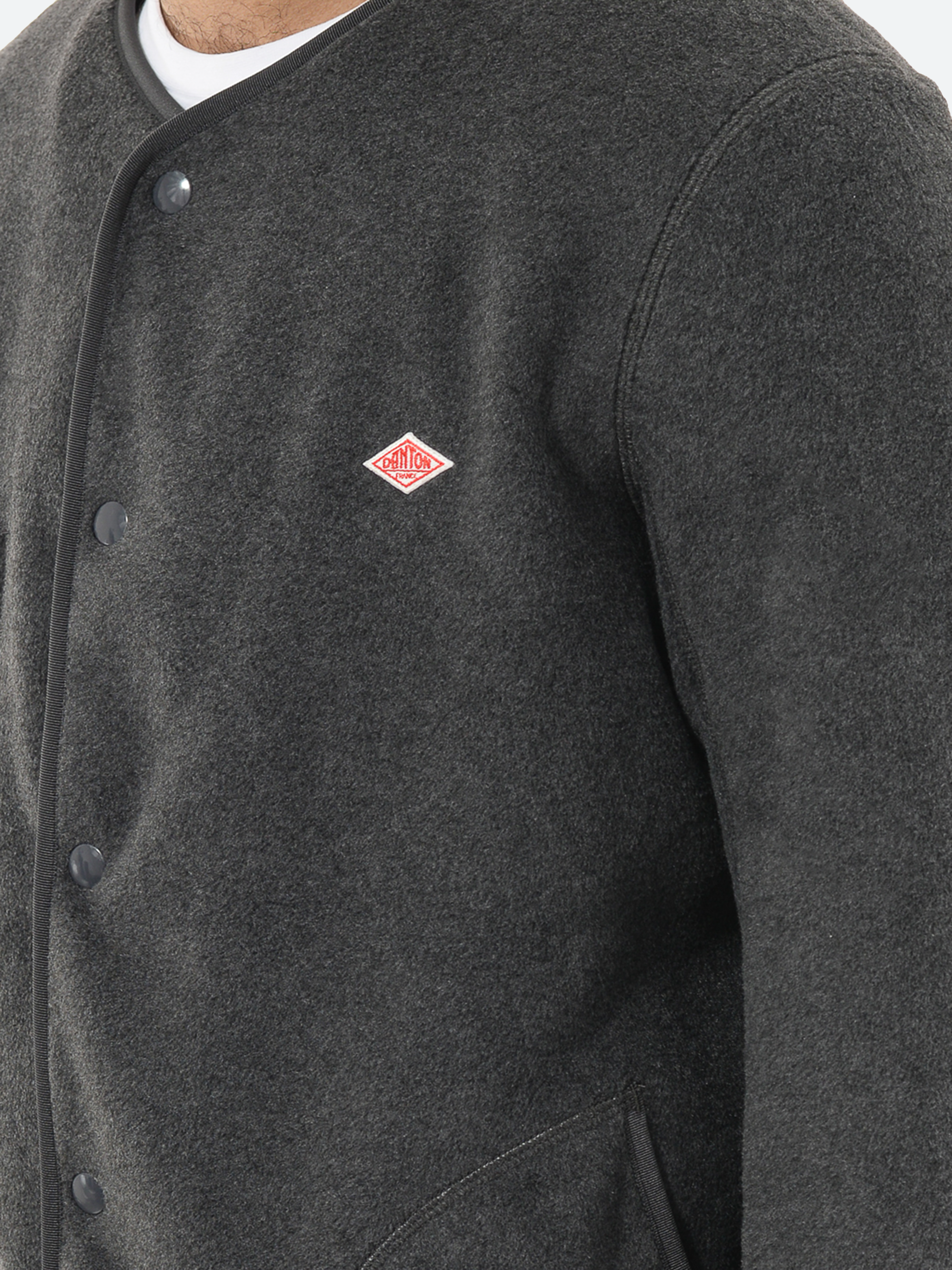 Danton - Collarless Fleece Jacket in Charcoal – gravitypope Danton - Collarless Fleece Jacket in Charcoal – gravitypope