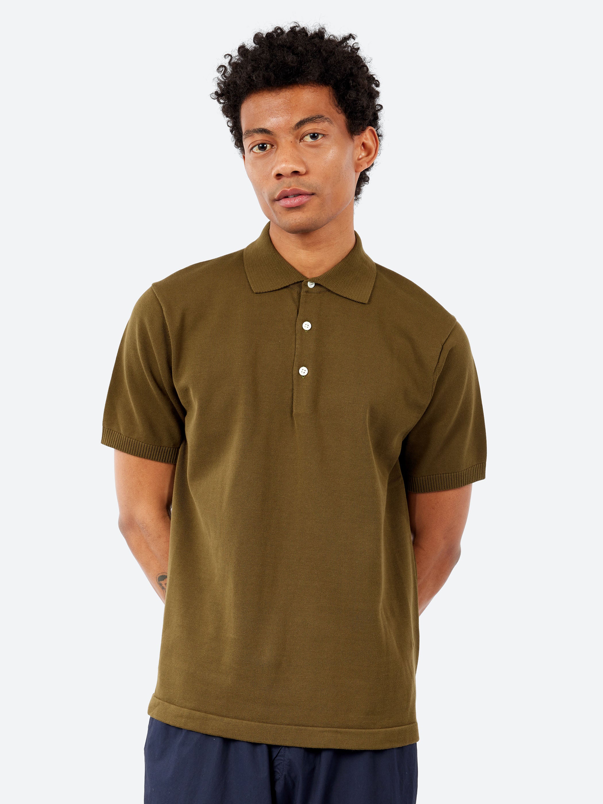 BEAMS PLUS - Knit Polo Shirt in Green – gravitypope