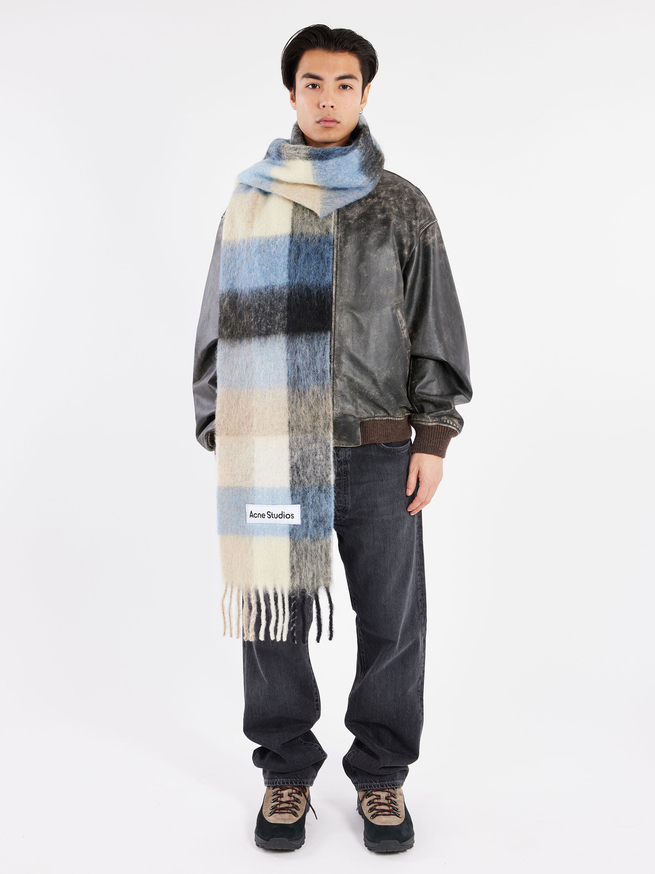 Mohair Checked Scarf