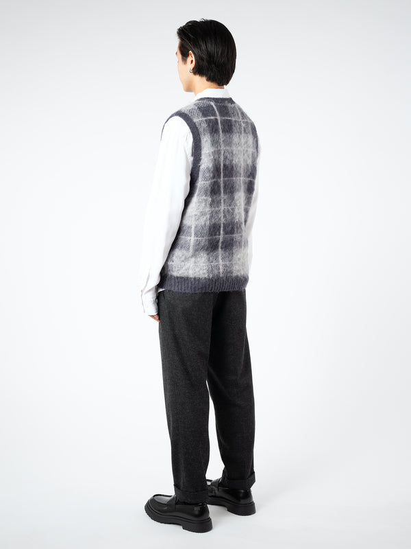 MOHAIR CHECK PULLOVER KNIT VEST