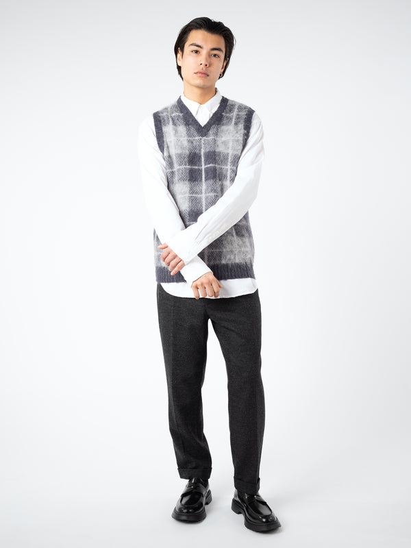 MOHAIR CHECK PULLOVER KNIT VEST