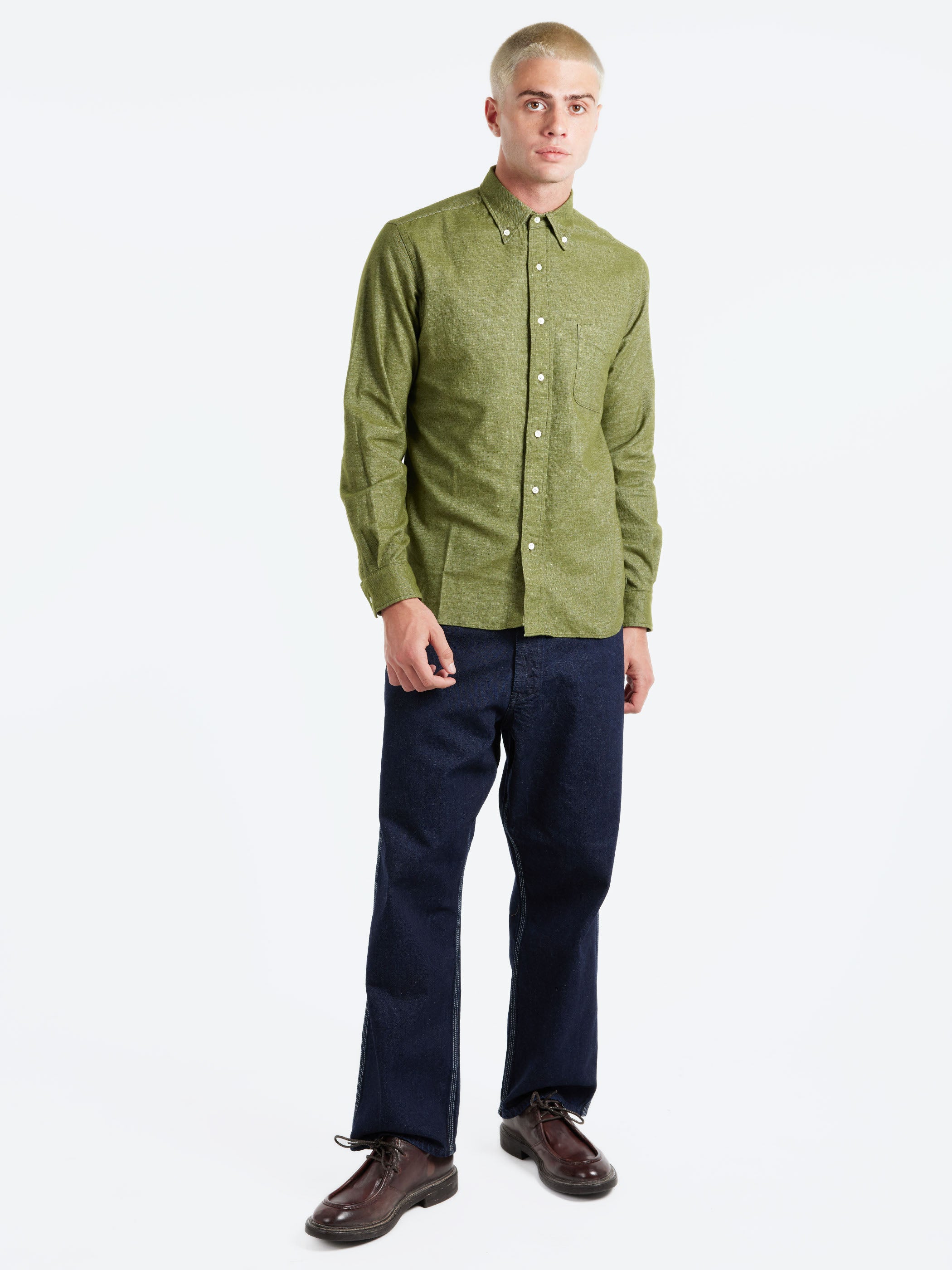 Flannel Solid Button Down Shirt