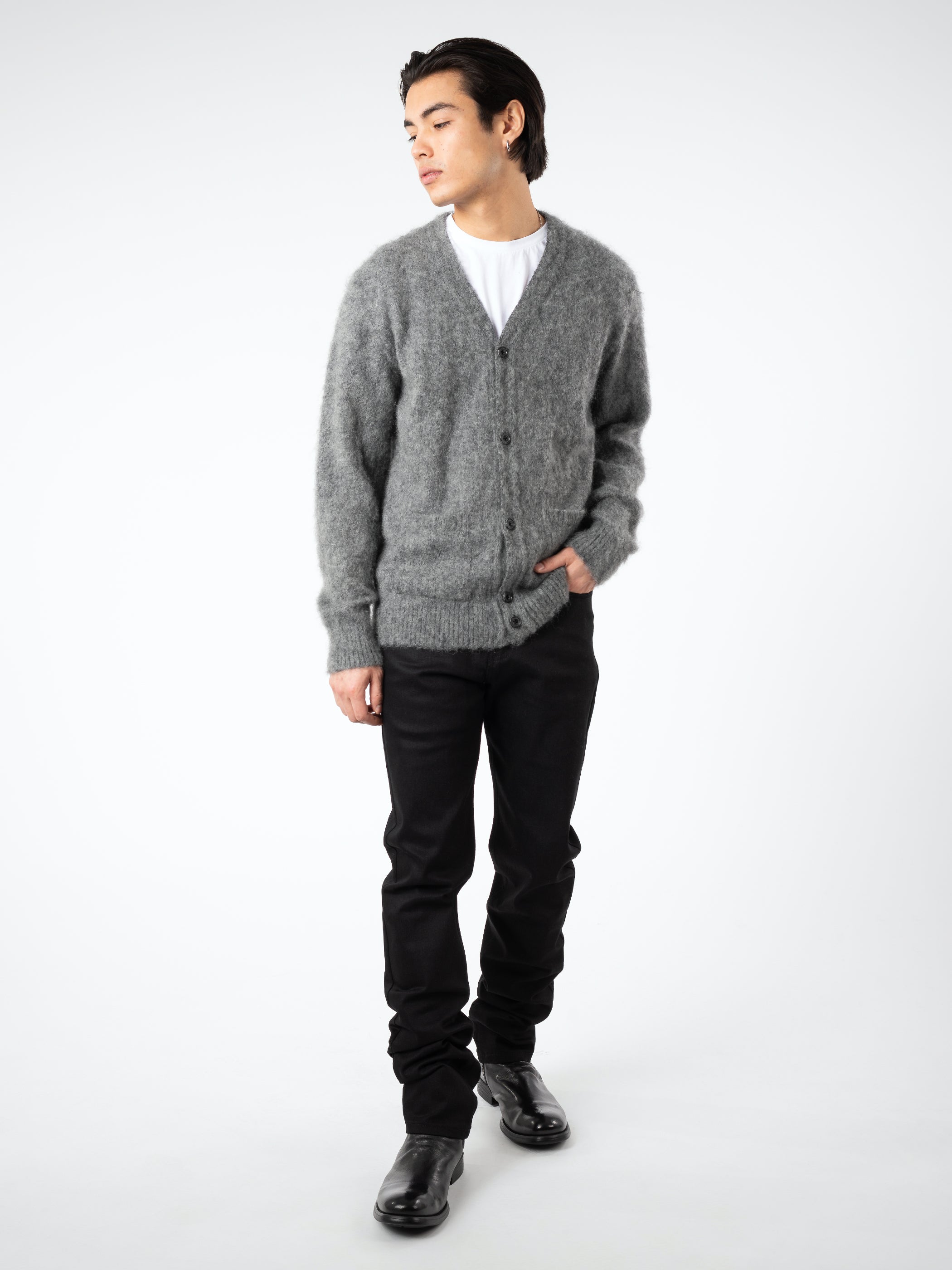 BEAMS PLUS - Stretch Mohair Cardigan in Grey – gravitypope