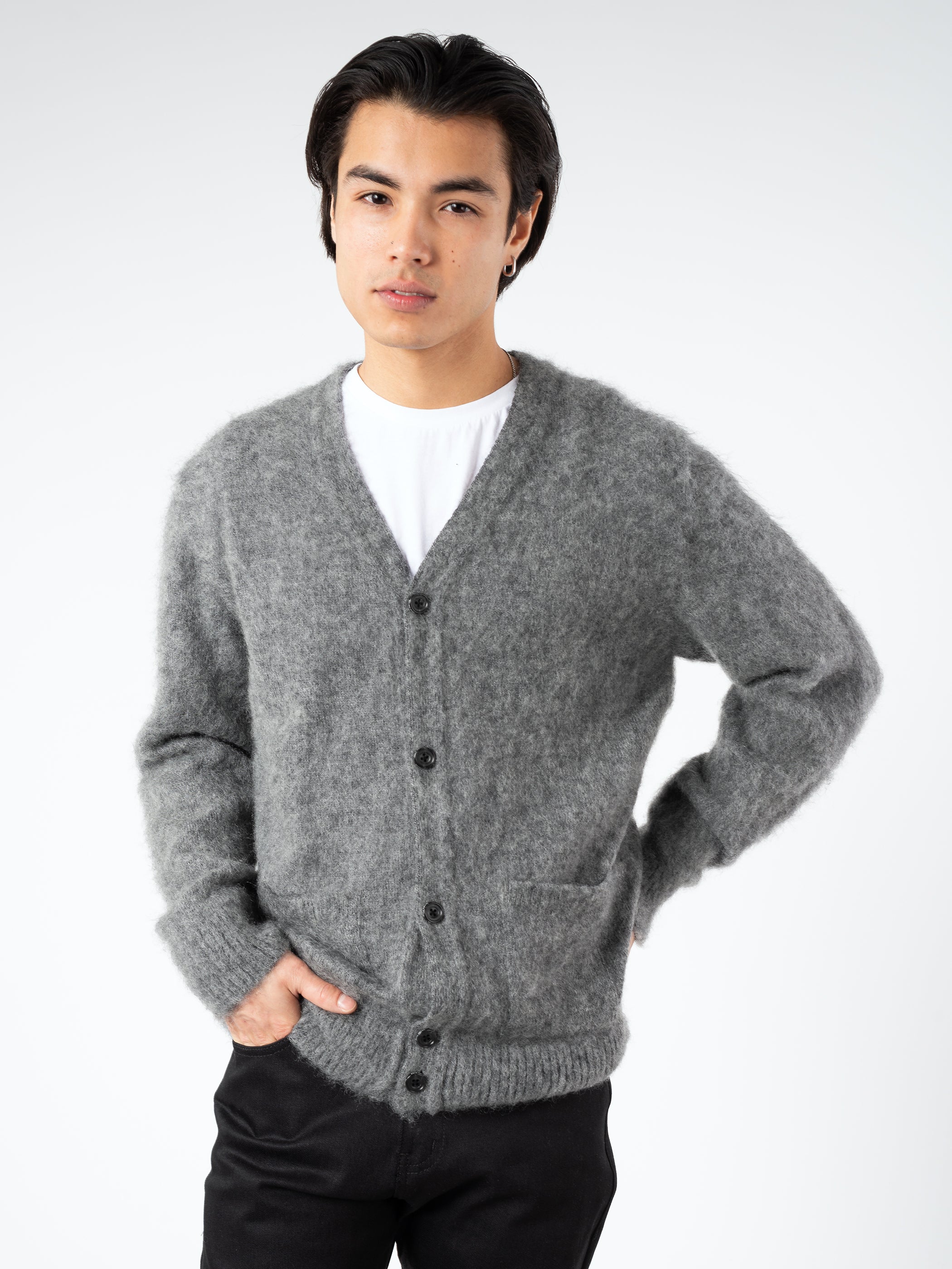 BEAMS PLUS - Stretch Mohair Cardigan in Grey – gravitypope