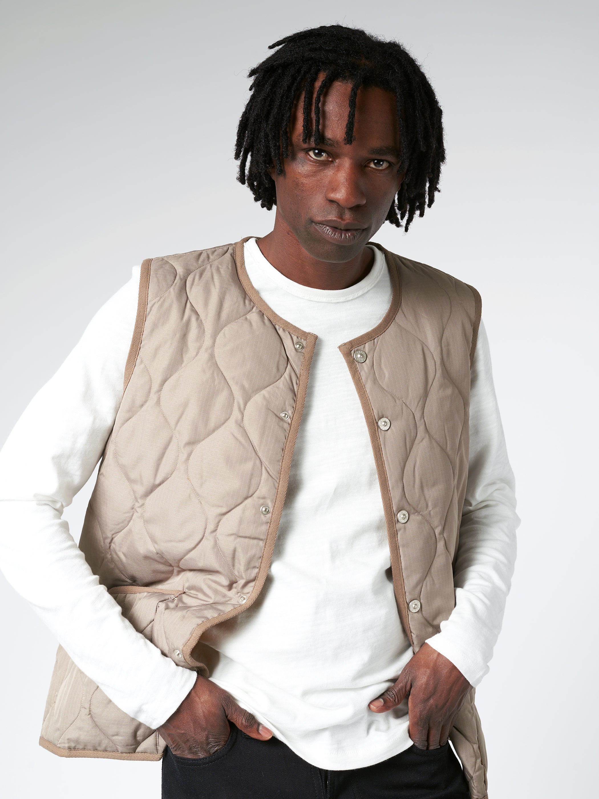 Military Crew Neck Down Vest