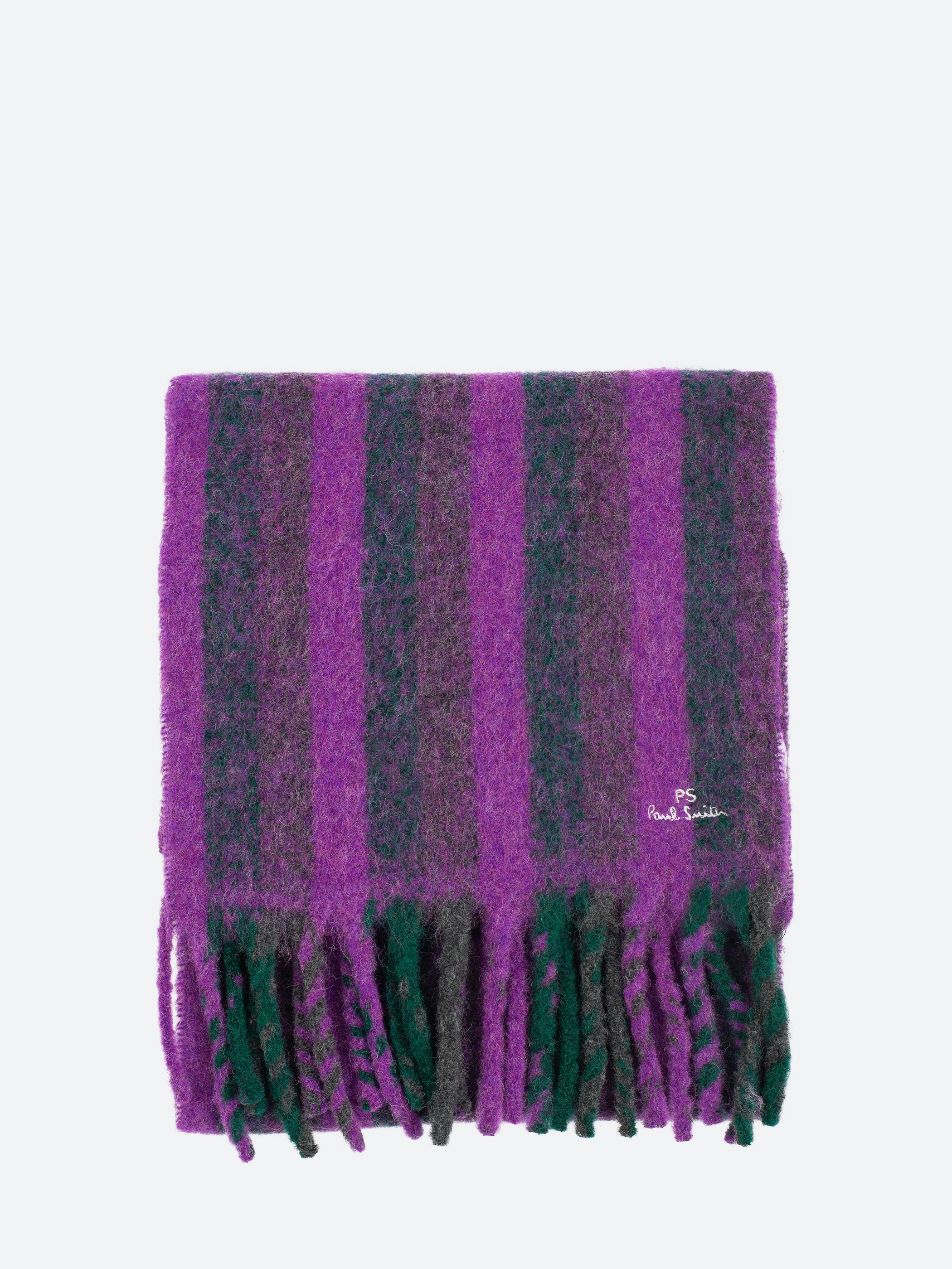 Logo Embroidered Striped Scarf