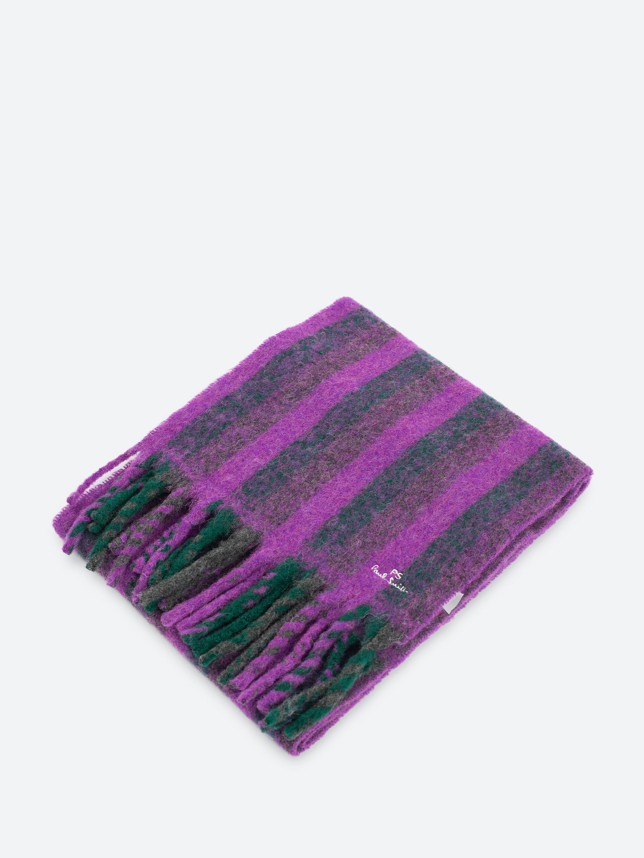 Logo Embroidered Striped Scarf
