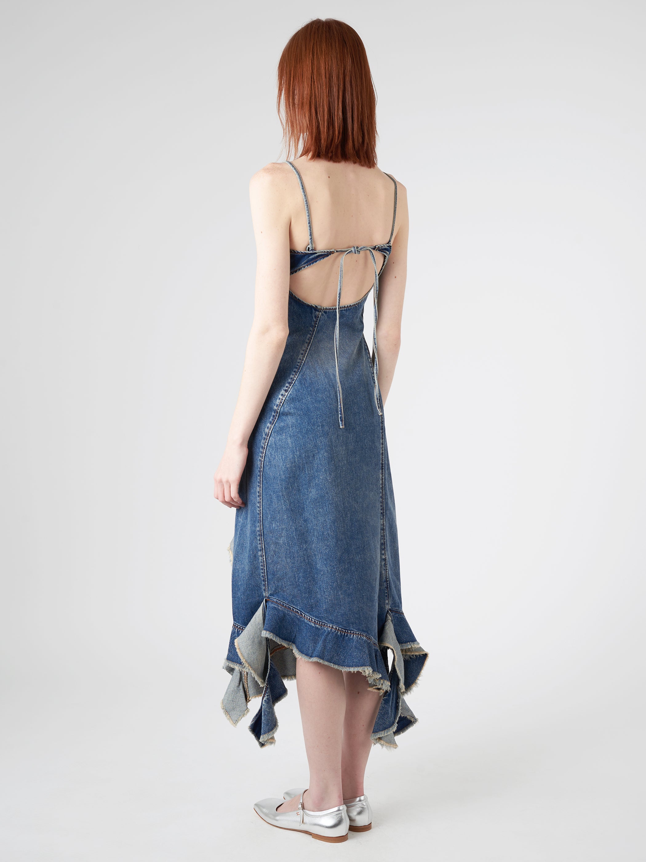 Ruffle Strap Denim Dress