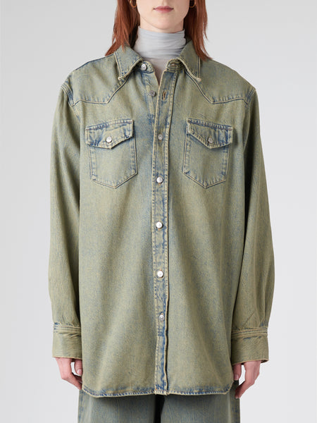 23SS Acne Studios デニムシャツ Acne Studios Relaxed Fit Denim Shirt Blue Beige – Neighbour
