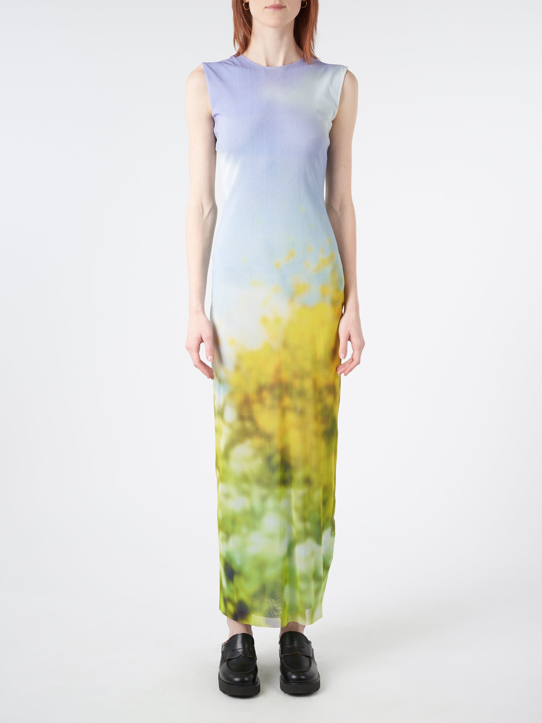 Sleeveless Dress Blurred Print