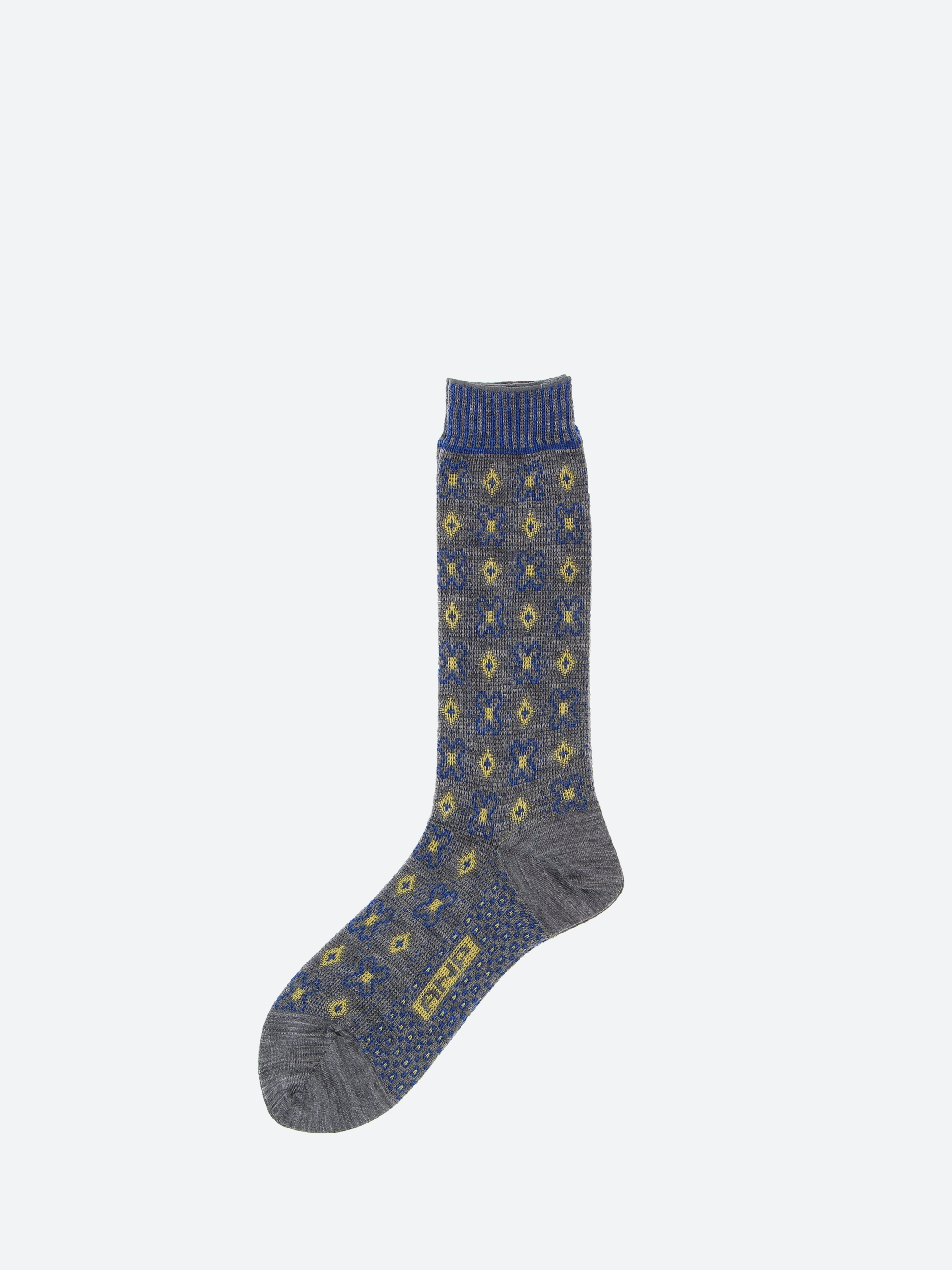 Flower Grid Crew Sock