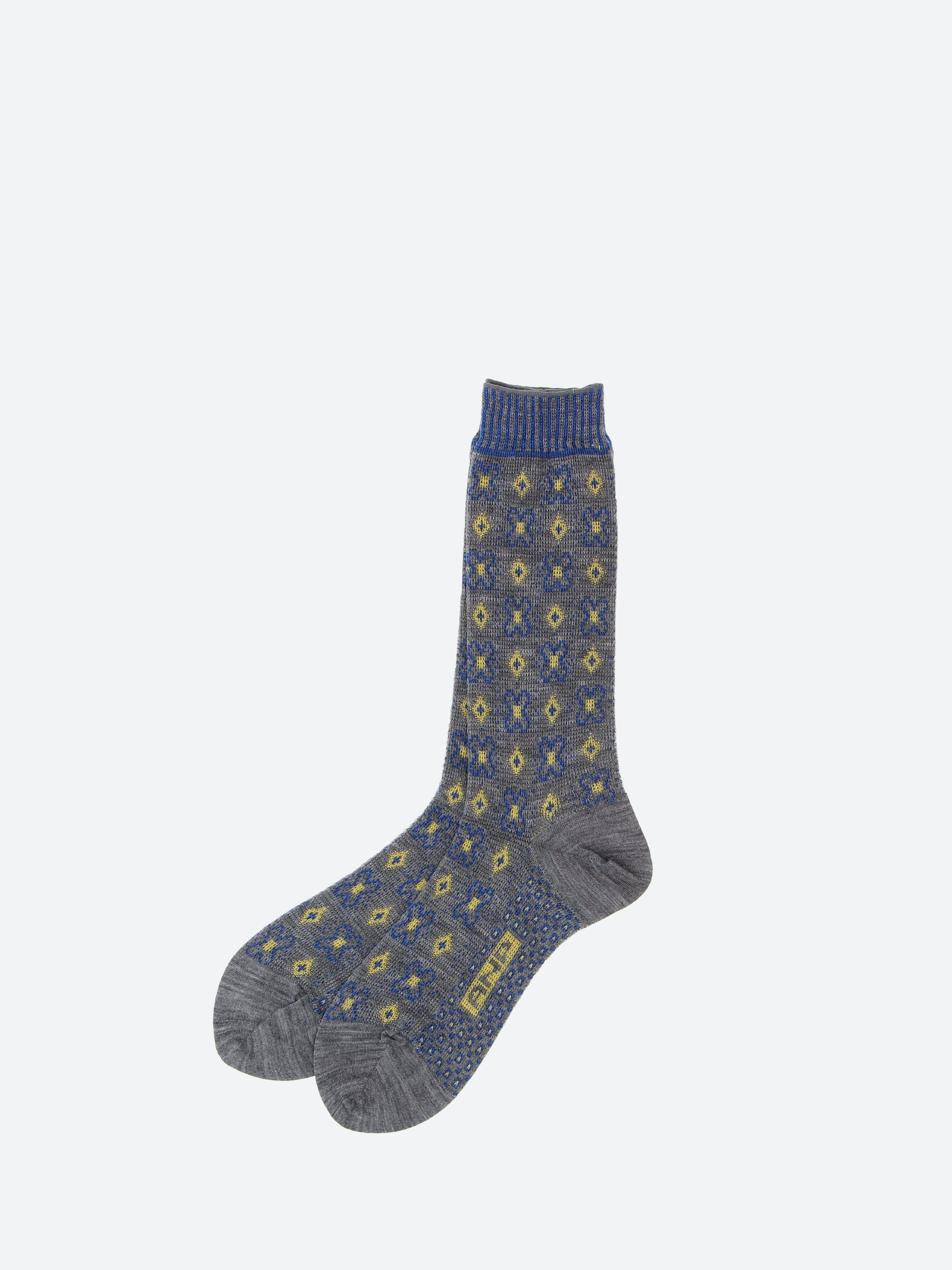 Flower Grid Crew Sock