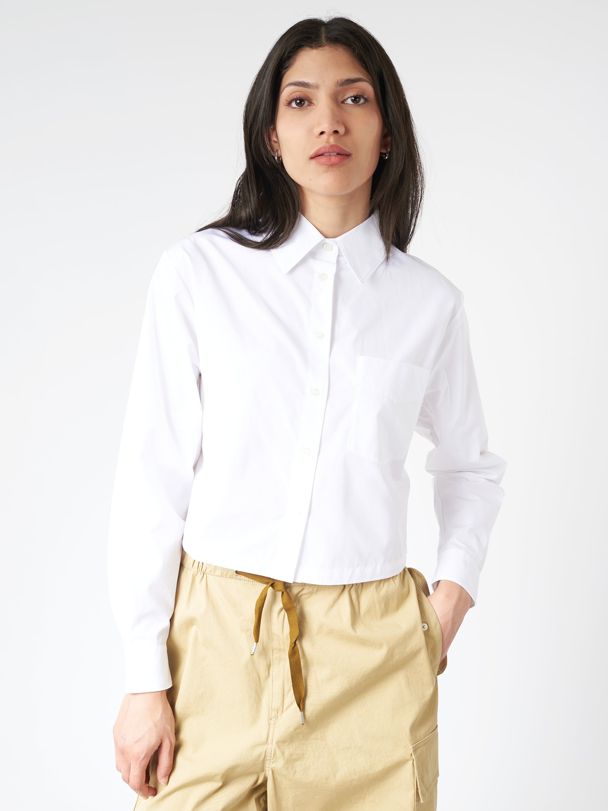 Cotton Poplin Cropped Shirt