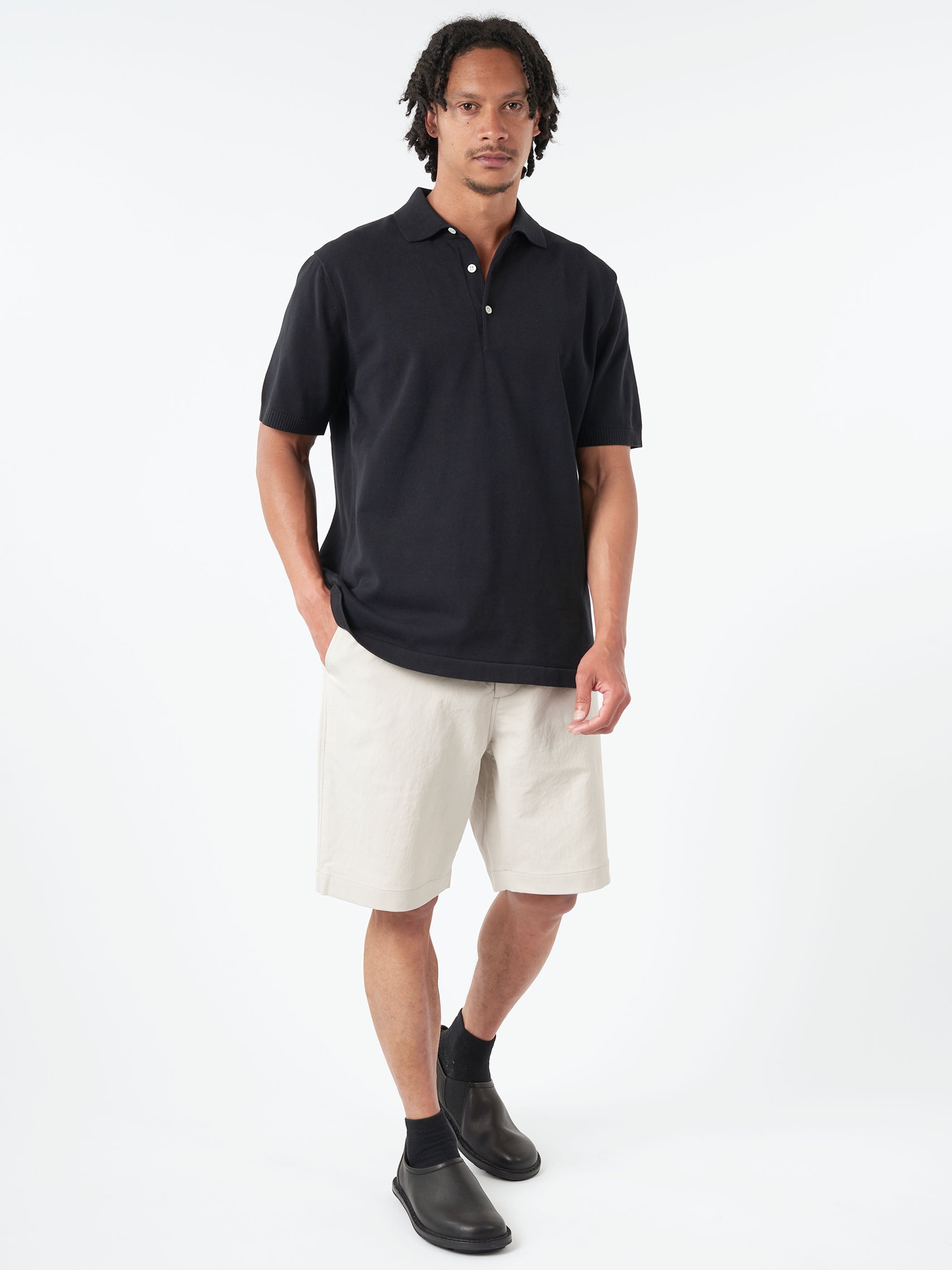 BEAMS PLUS - Knit Polo Shirt in Black – gravitypope