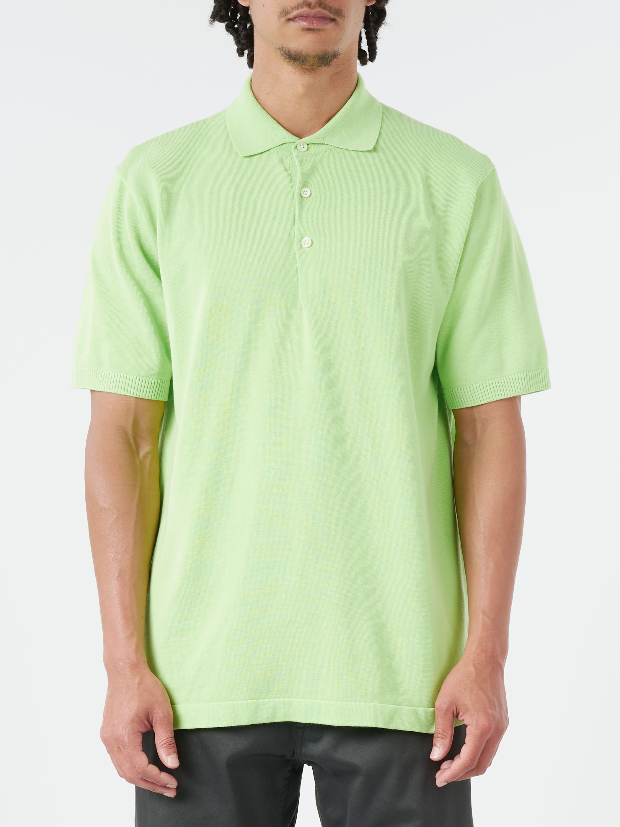 トップス polo shirt / BEAMS Beams Plus Cable Knit Polo Shirt in Light Brown | SVD USA