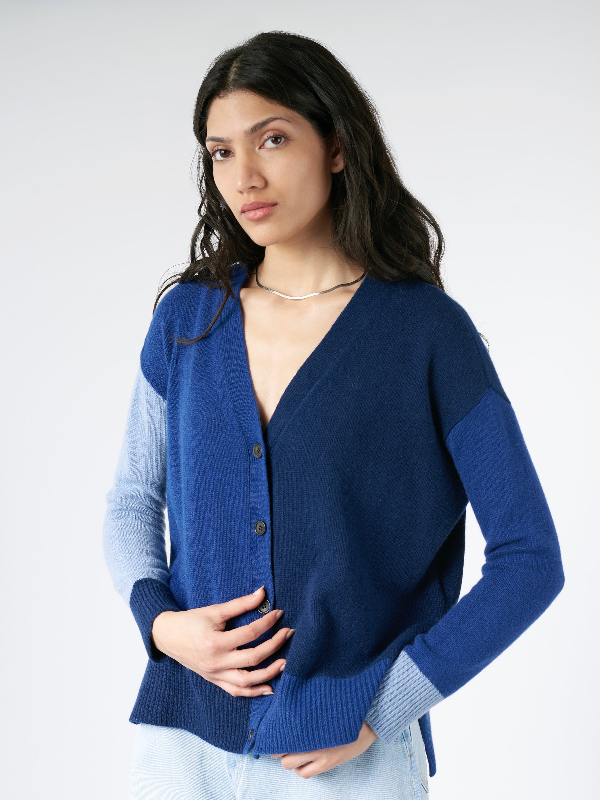 Colour-Block Cashmere Cardigan