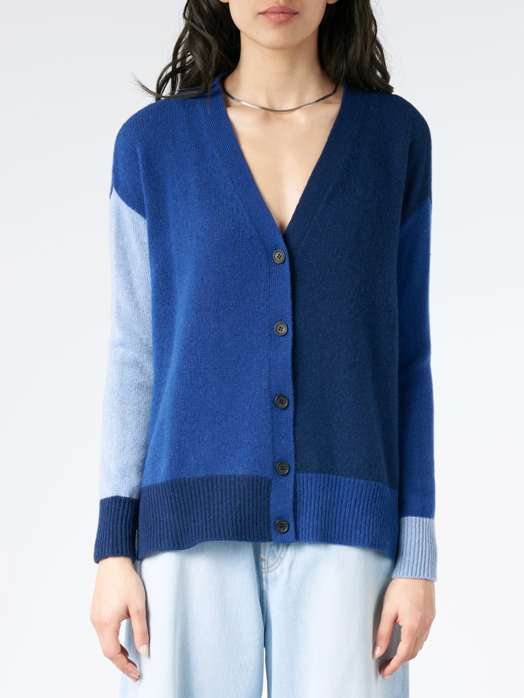 Colour-Block Cashmere Cardigan