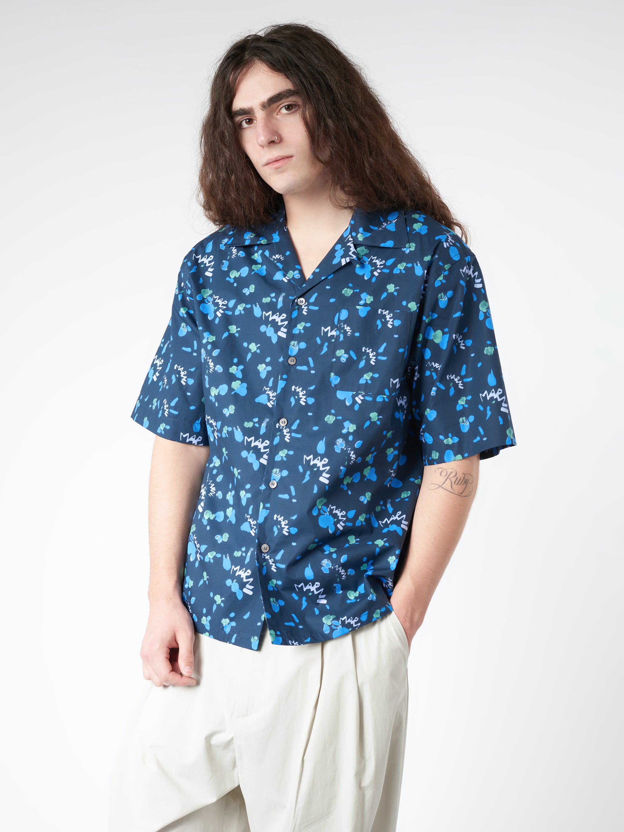 Bowling Shirt with Marni Dripping Print