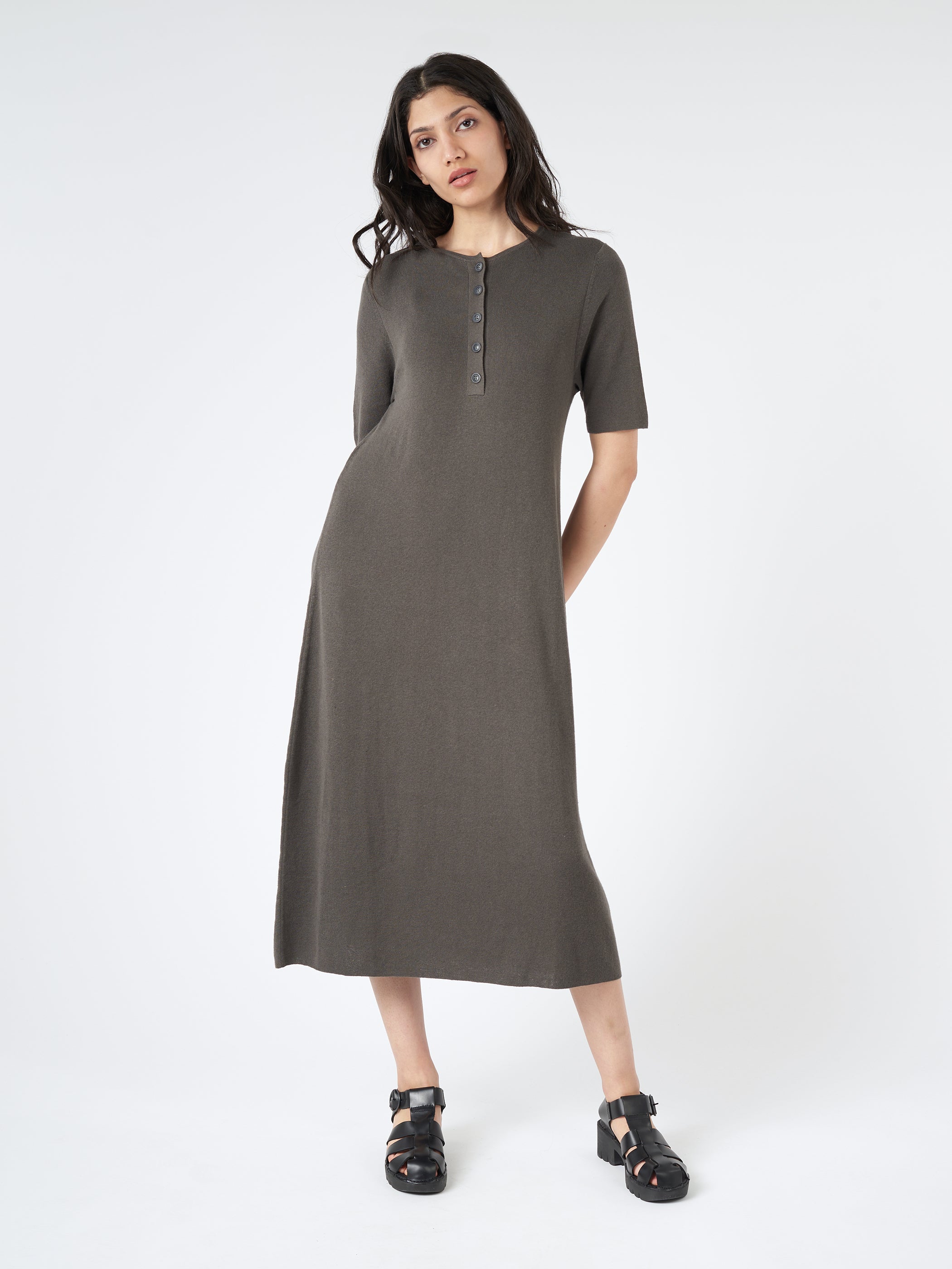 Rib Henley Dress