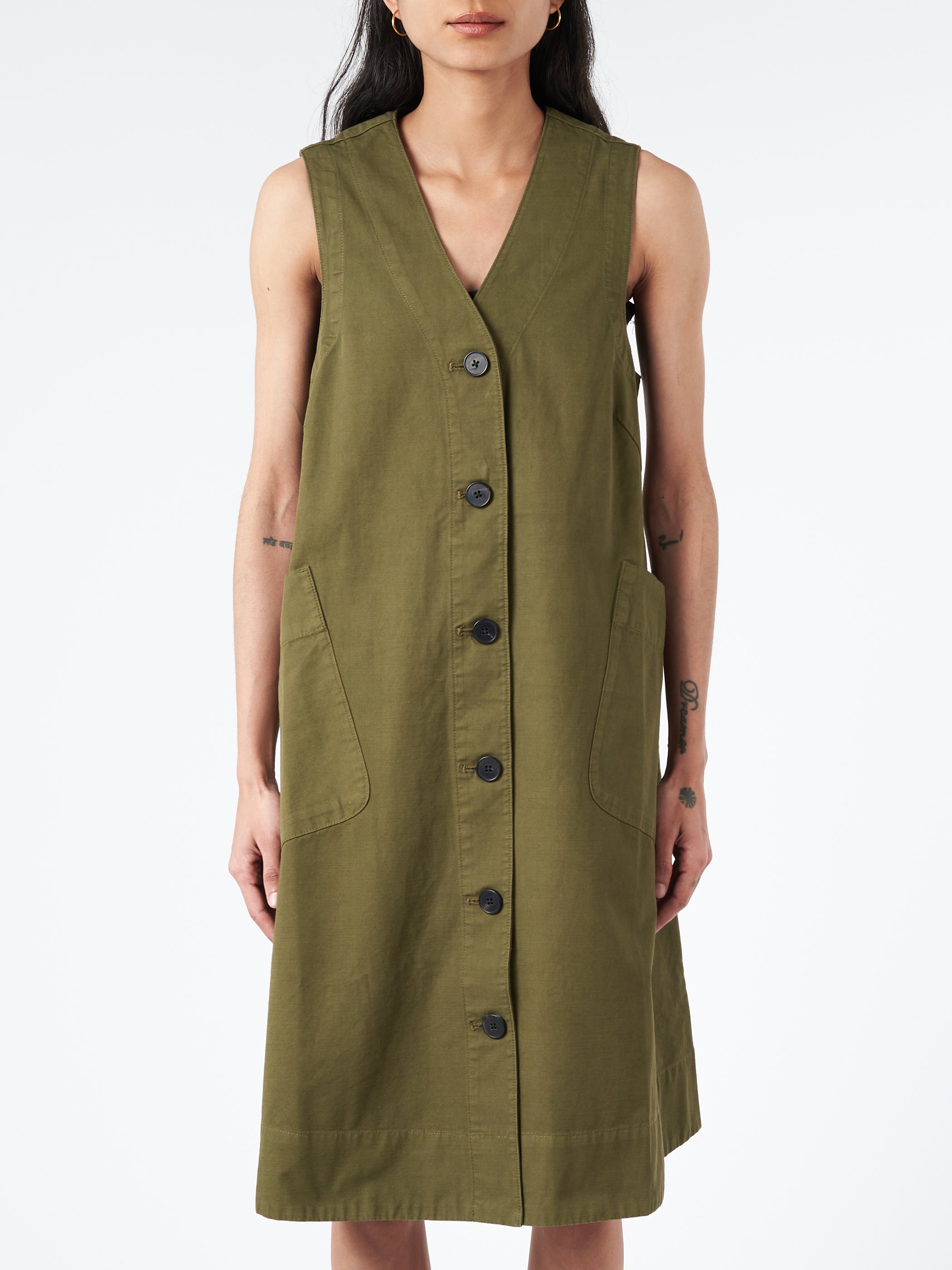 Buttoned A-Line Organic Cotton Dress