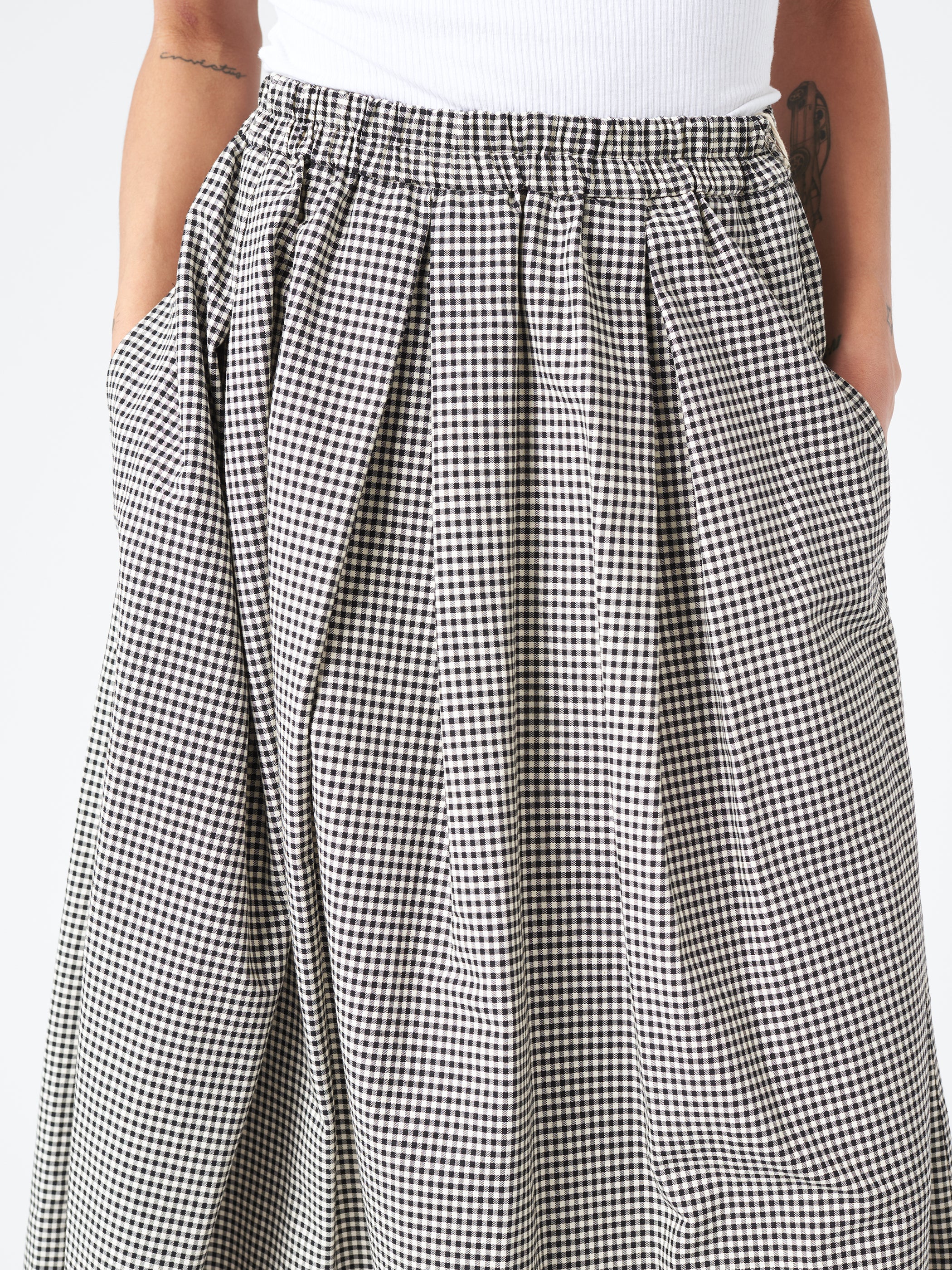 Gingham Oxford Box Tuck Skirt