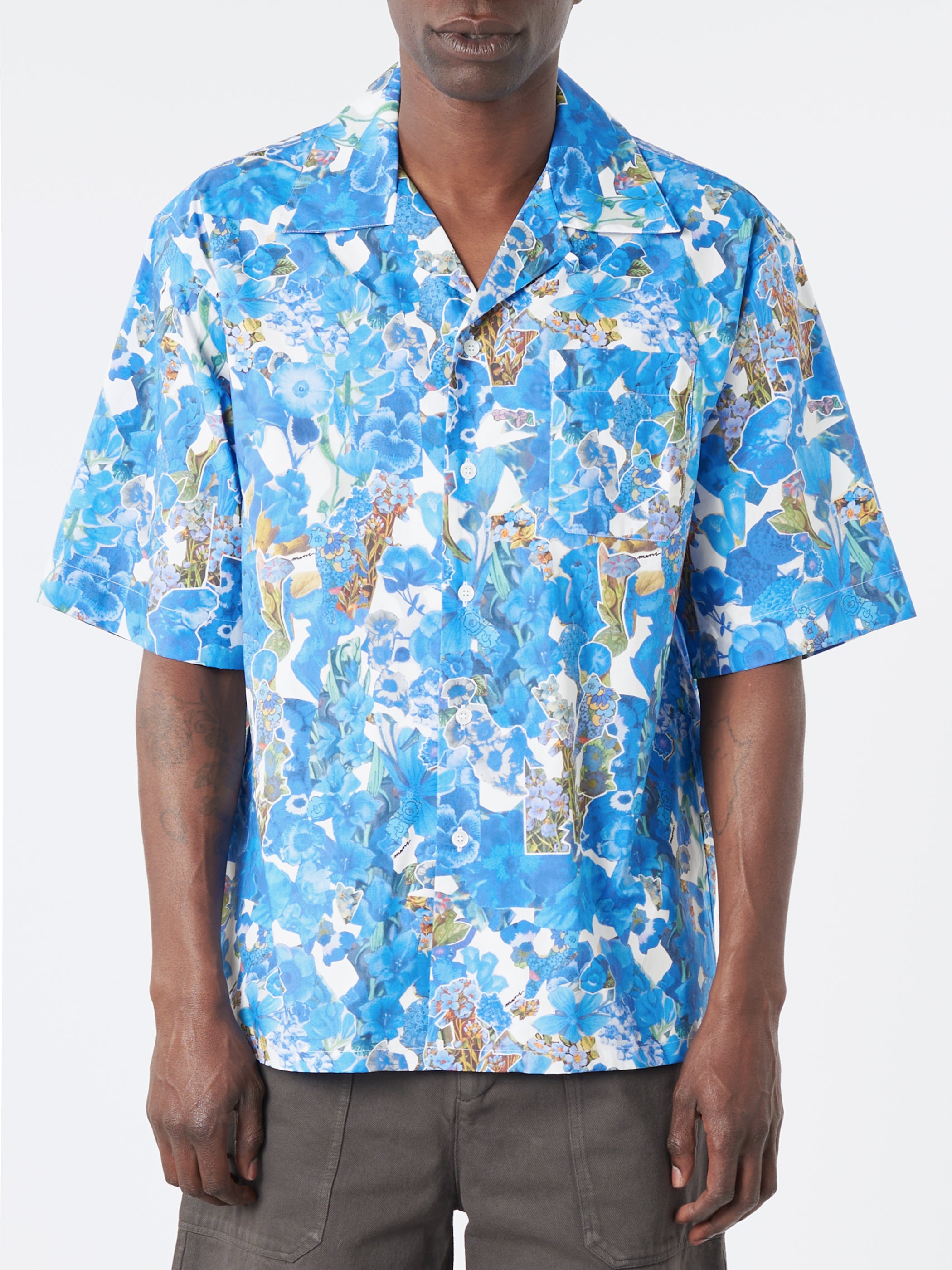 Poplin Bowling Shirt with Allegro Blues Print
