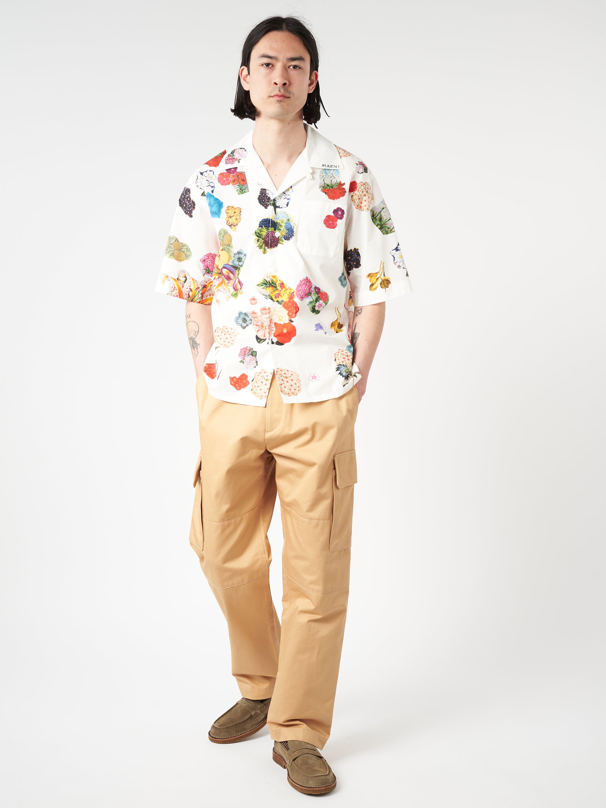 Bowling Shirt with Flower Prints