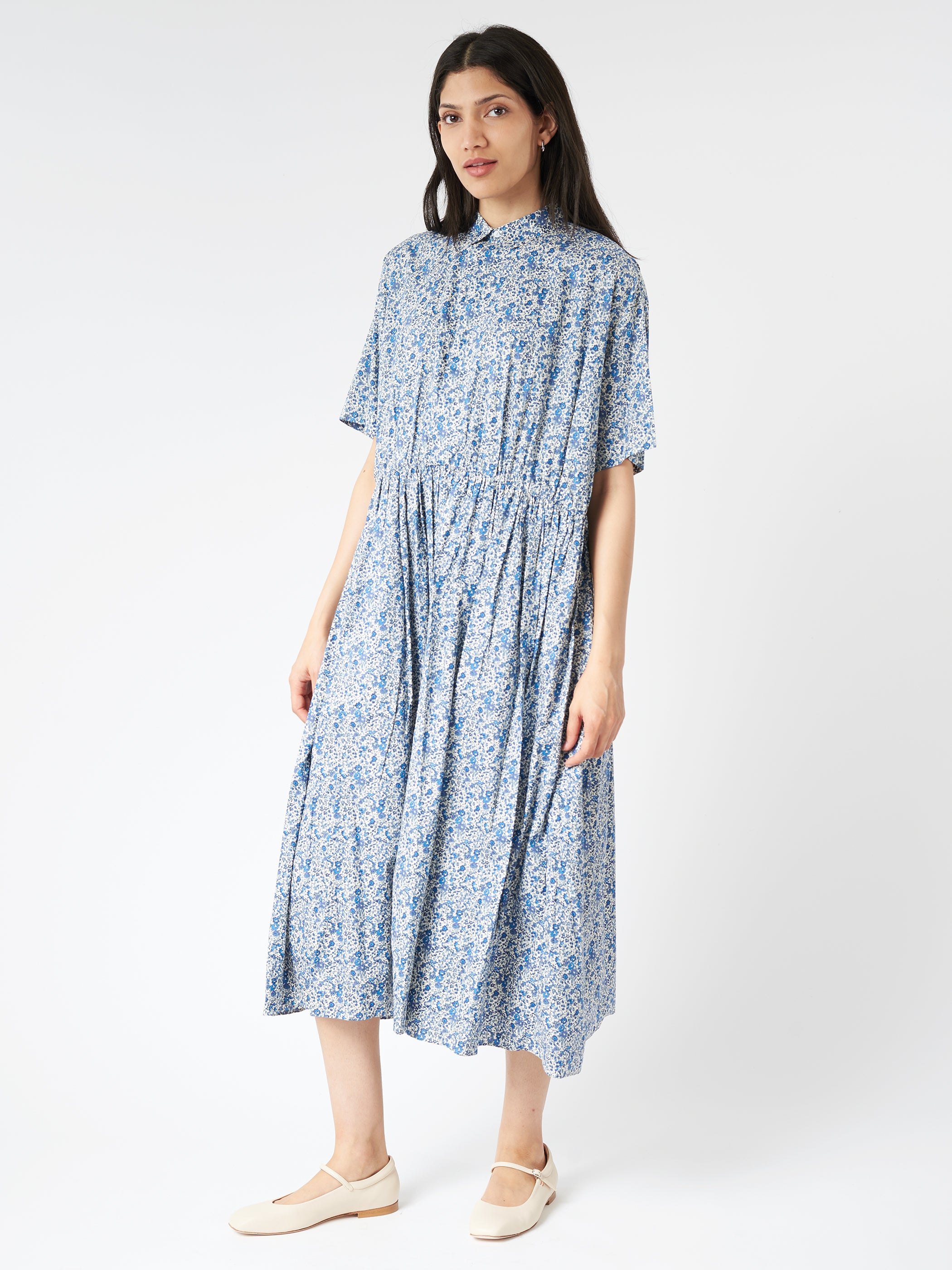 Short Sleeve Gathered Dress