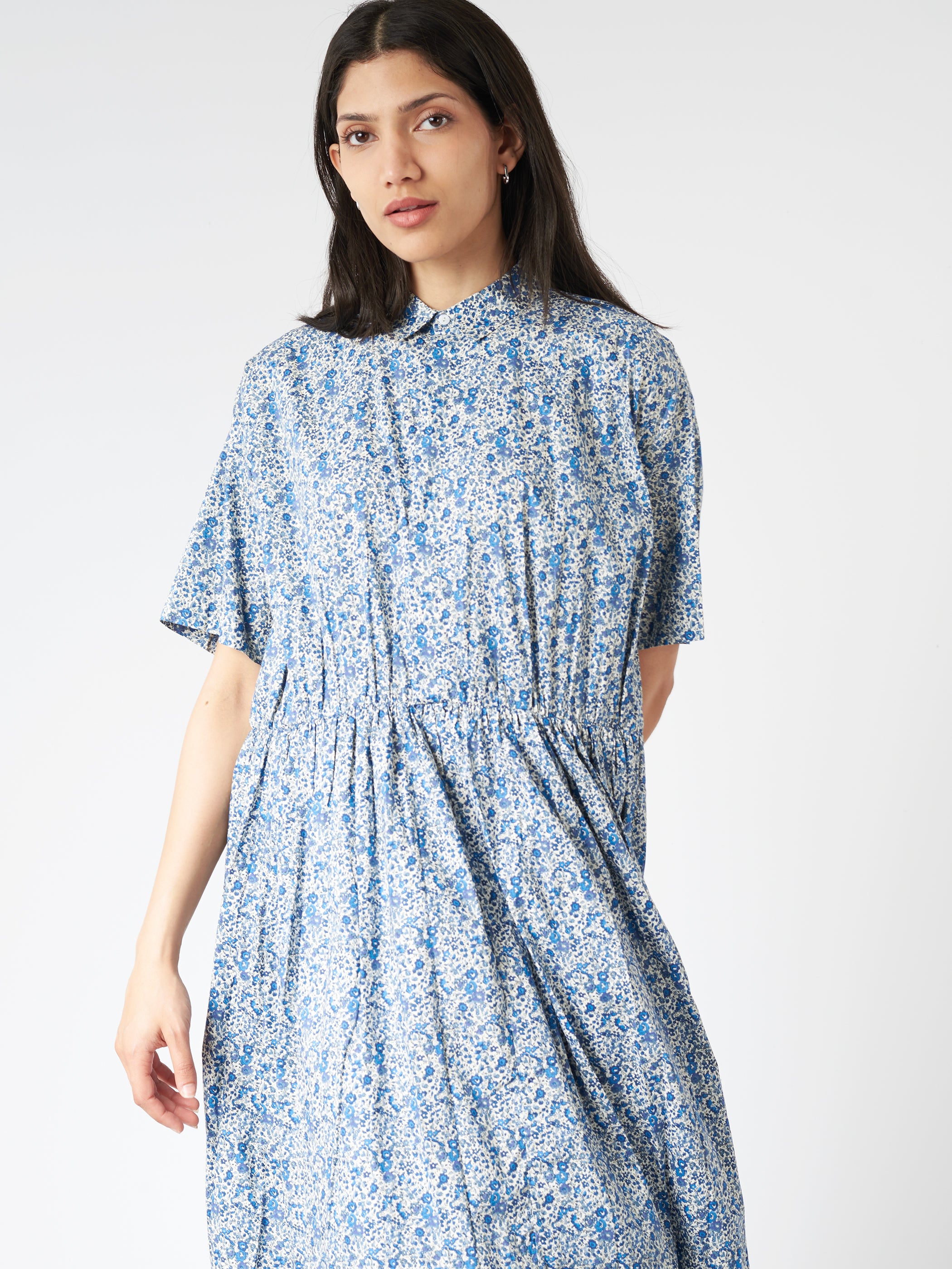 Short Sleeve Gathered Dress