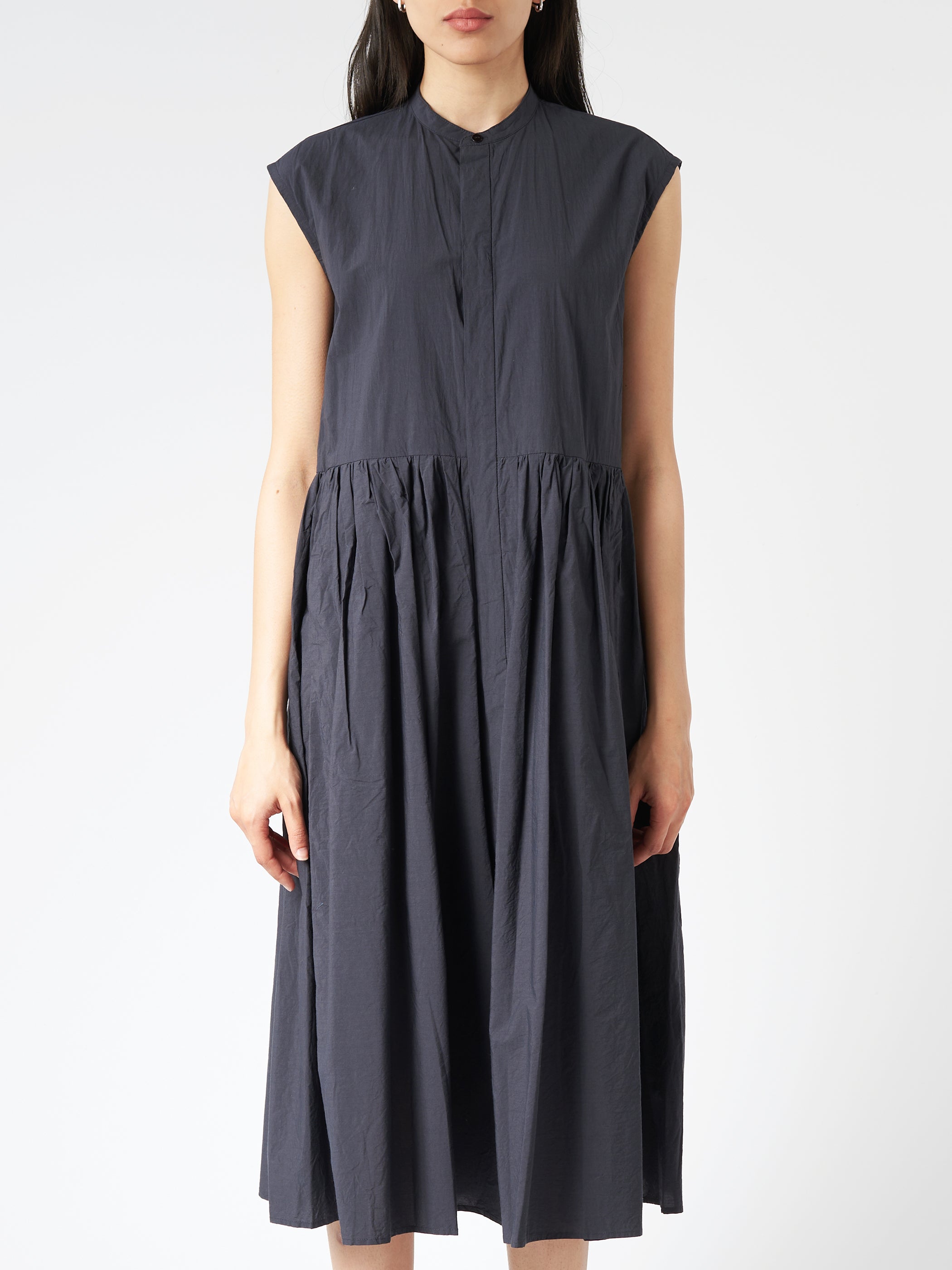 Sleeveless Pleated Shirt Dress