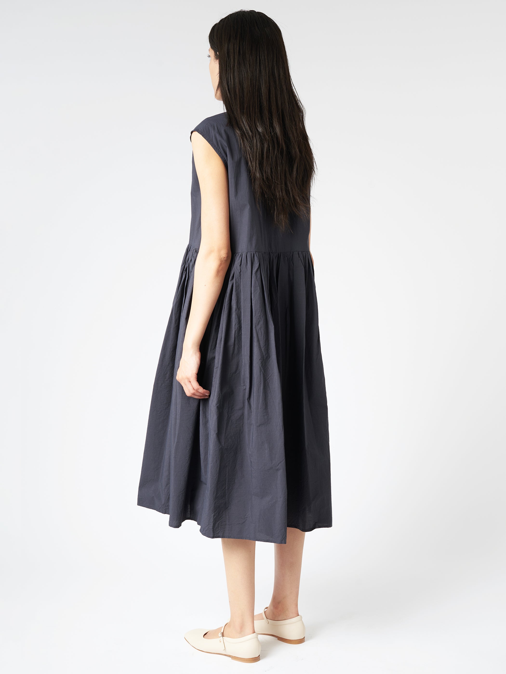 Sleeveless Pleated Shirt Dress