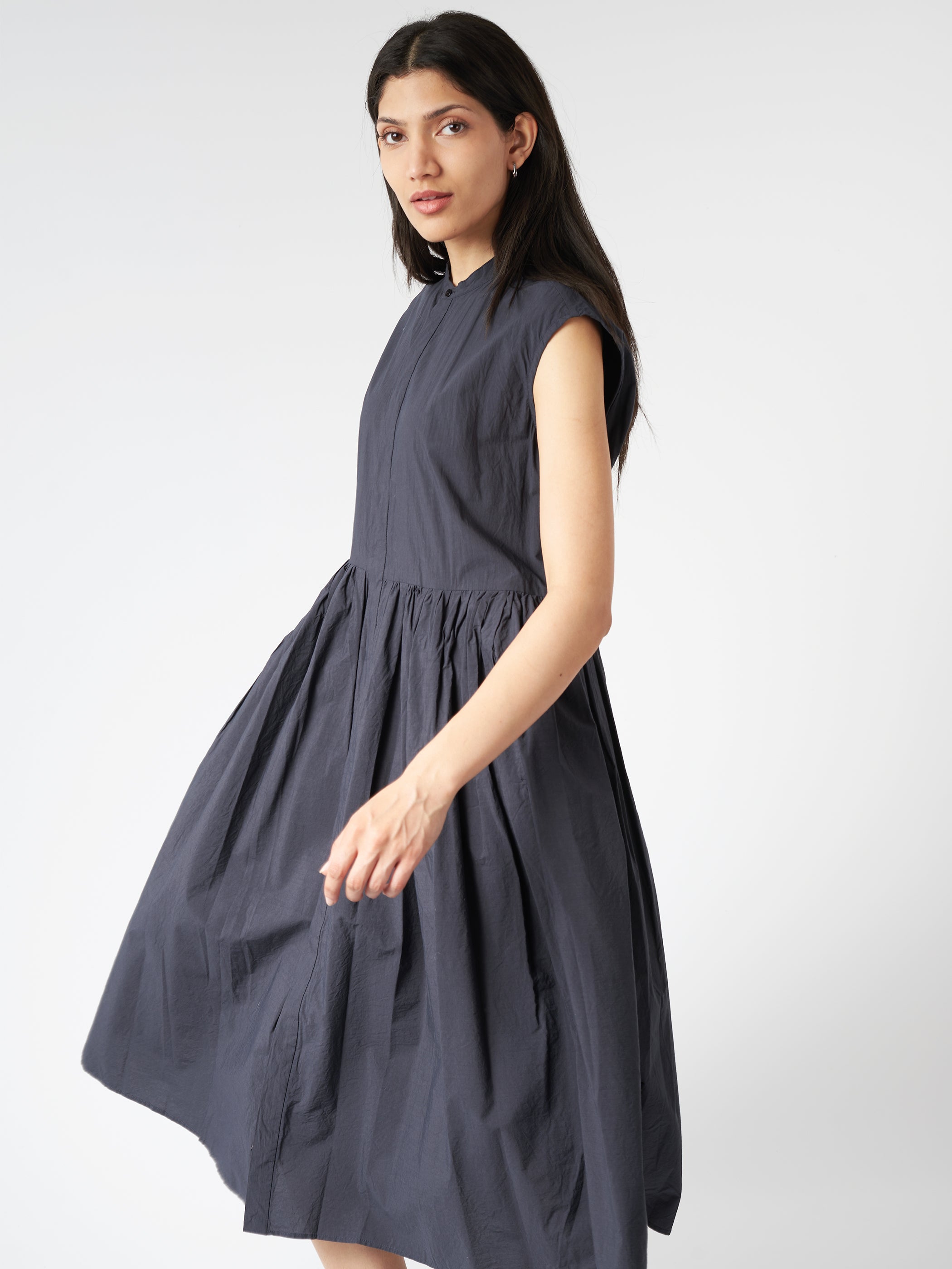 Sleeveless Pleated Shirt Dress