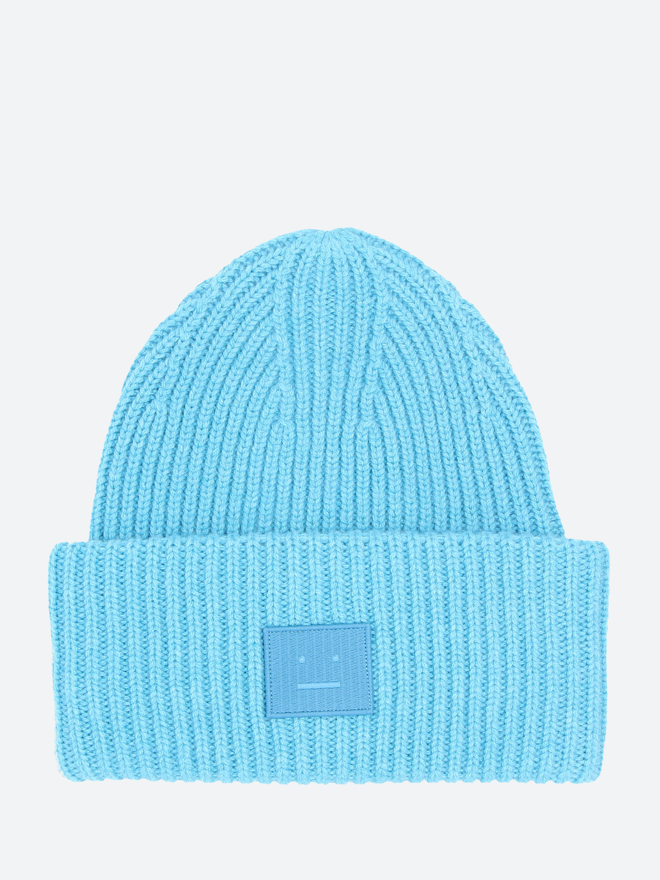Acne Studios Large Face Logo Beanie in Turquoise Melange gravitypope