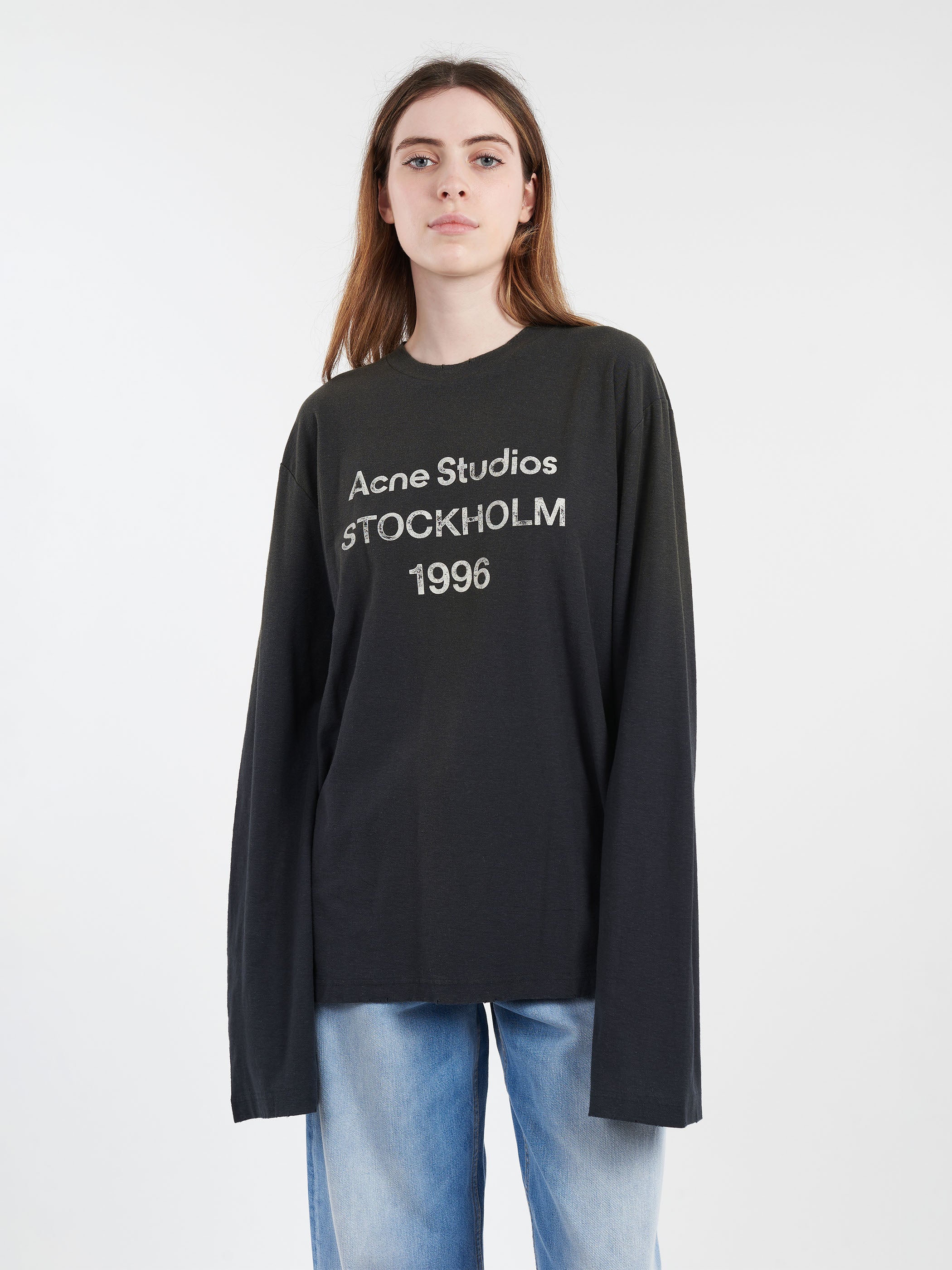 Acne Studios - Logo Long Sleeve T-Shirt in Faded Black Acne Studios - Logo Long Sleeve T-Shirt in Faded Black