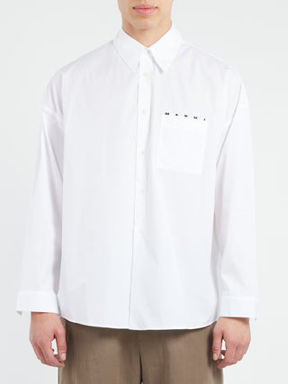 Marni Poplin Shirt with Peeping Marni Logo
