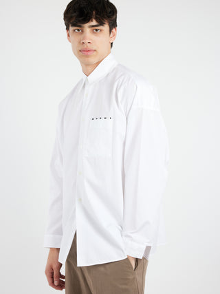 Marni Poplin Shirt with Peeping Marni Logo