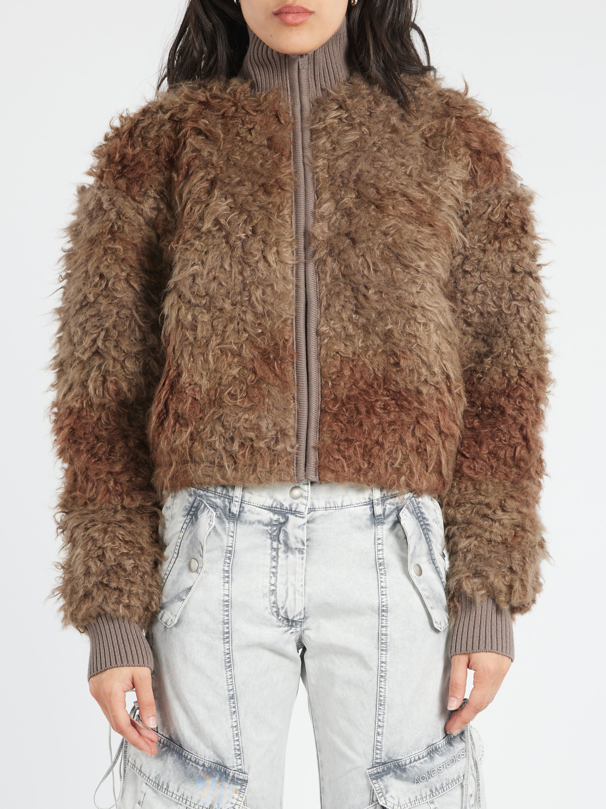 ムートン・ファーコート Acne Studios Fur Jacket Mud Brown A90611DLD A90611DLDFW24 MUSINSA | ACNE STUDIOS Fur Jacket - Mud Brown / A90611DLD