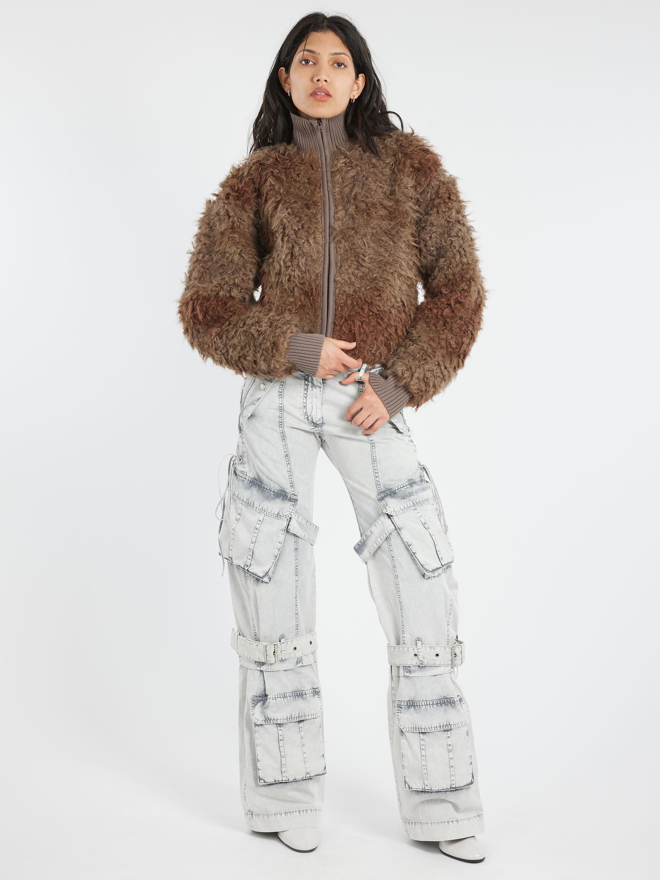 Acne Studios - Freya Faux Fur Jacket in Mud Brown – gravitypope