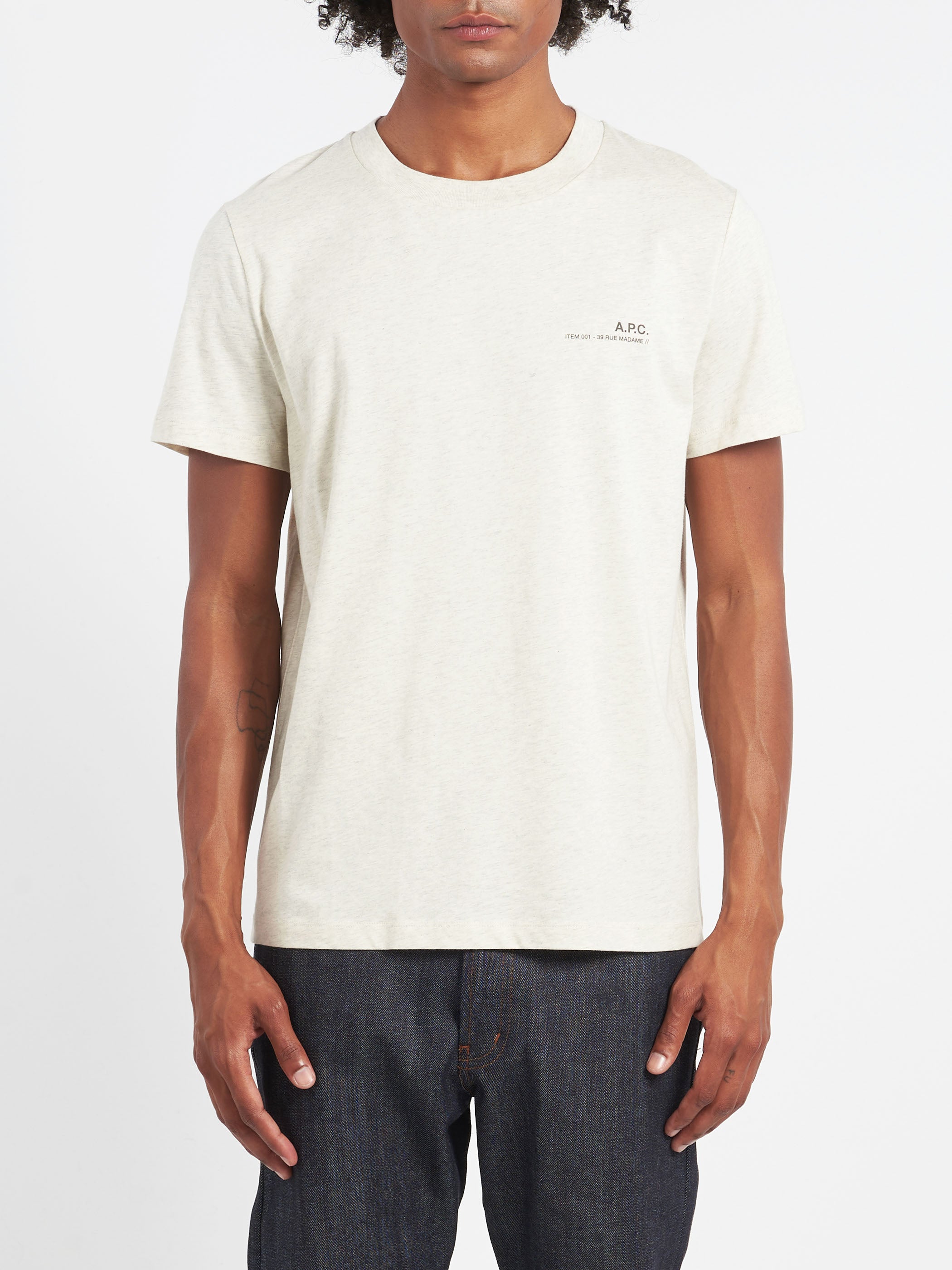 A.P.C. Item T Shirt in Ecru Chine and Kaki gravitypope