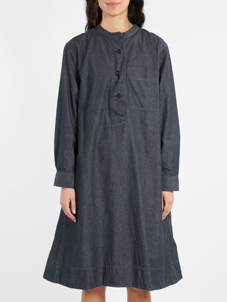 Margaret Howell - MHL Collarless Swing Dress in Charcoal