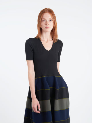 CFCL Pottery Stand-Up Collar Short Sleeve Dress