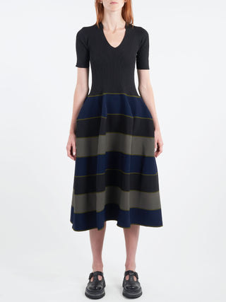 CFCL Pottery Stand-Up Collar Short Sleeve Dress