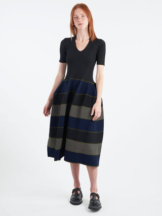 CFCL Pottery Stand-Up Collar Short Sleeve Dress