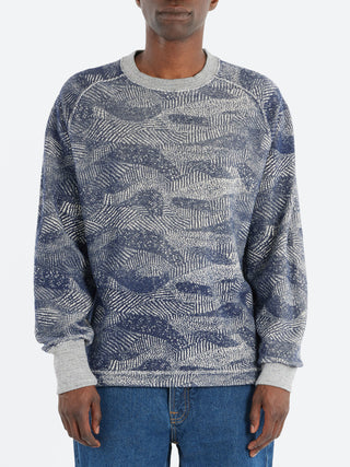 Blue Blue Japan Reverse Print Crew Neck Pullover