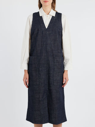 TOAST V-Neck Denim Pinafore Dress