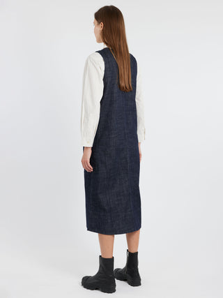 TOAST V-Neck Denim Pinafore Dress