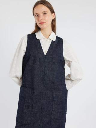 TOAST V-Neck Denim Pinafore Dress