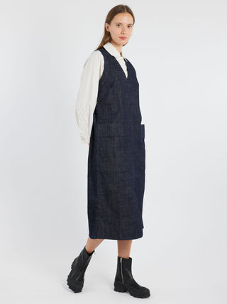 TOAST V-Neck Denim Pinafore Dress